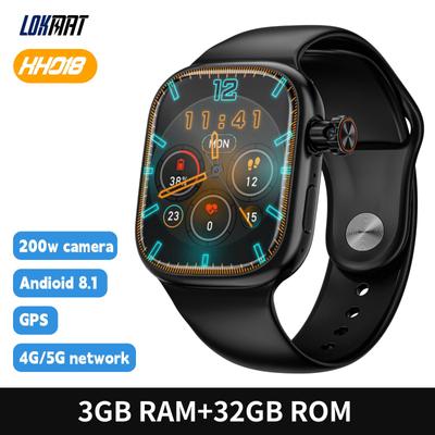 LOKMAT Android Smart Watch Rotating Camera Full Touch Square Amoled Screen Wifi Call Watch Phone 3G+32G