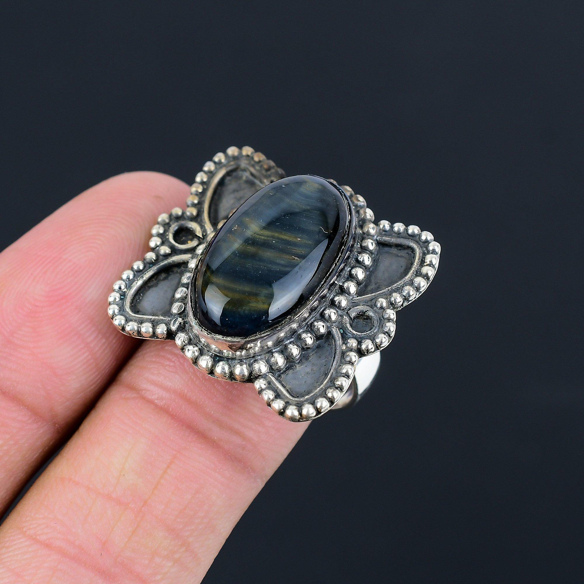 Friendship Day Sale 925 Silver Nellite Stone Boho Stackable Artisan Ring Jewelry 9