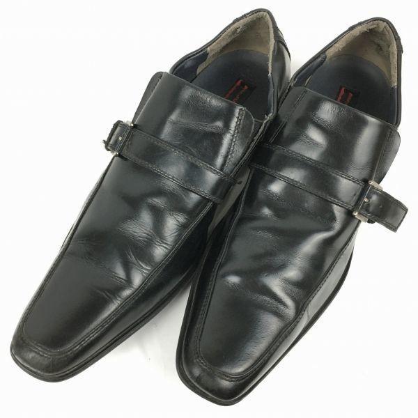 Mr.JUNKO Monk Strap Business Shoes [27.0/Black] Leather Dress Shoes(USED)