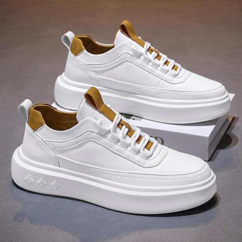 

Платформенная белая обувь мужская обувь весна и осень белая мужская универсальная повседневная обувь увеличивающая рост спортивная кожаная поверхность водонепроницаемая простая обувь на плоской подошве 44