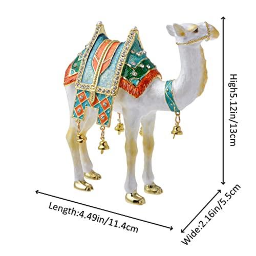 White Camel Figurine, 4.49-inch Trinket Jewelry Box with Hinges, Gold-Plated Crystal Enamel, Home Decor, Special Occasion Gift