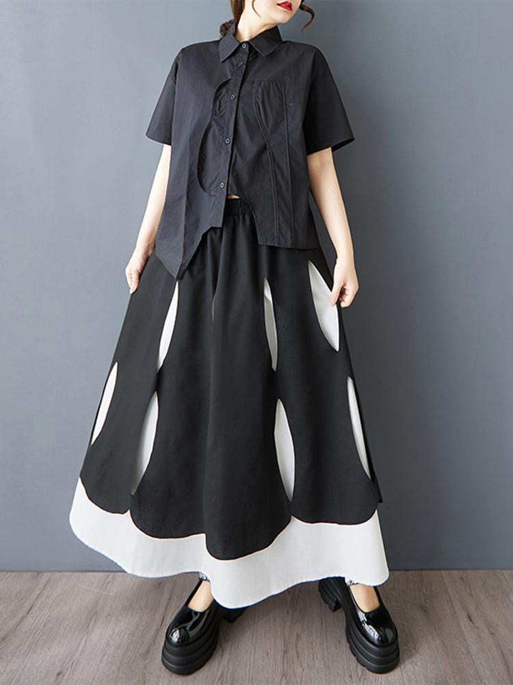 Xitao Patchwork Elastic Waist Female Skirt GYX1550