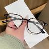 Women's Korean Polygonal Glasses, Myopia/Plano Lenses, Anti-Blue Light, Slimming for Large Faces, TR90 Bare Face Frame