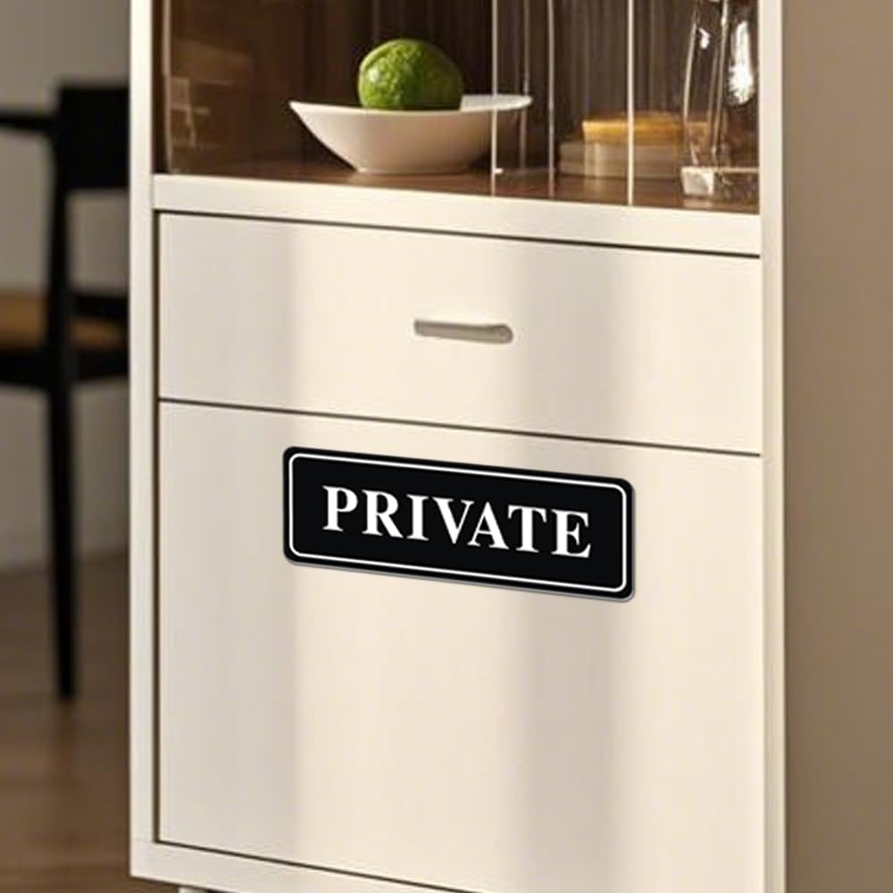 2pcs Private Sign for Doors,With Self Adhesive,8x2.8in,Black