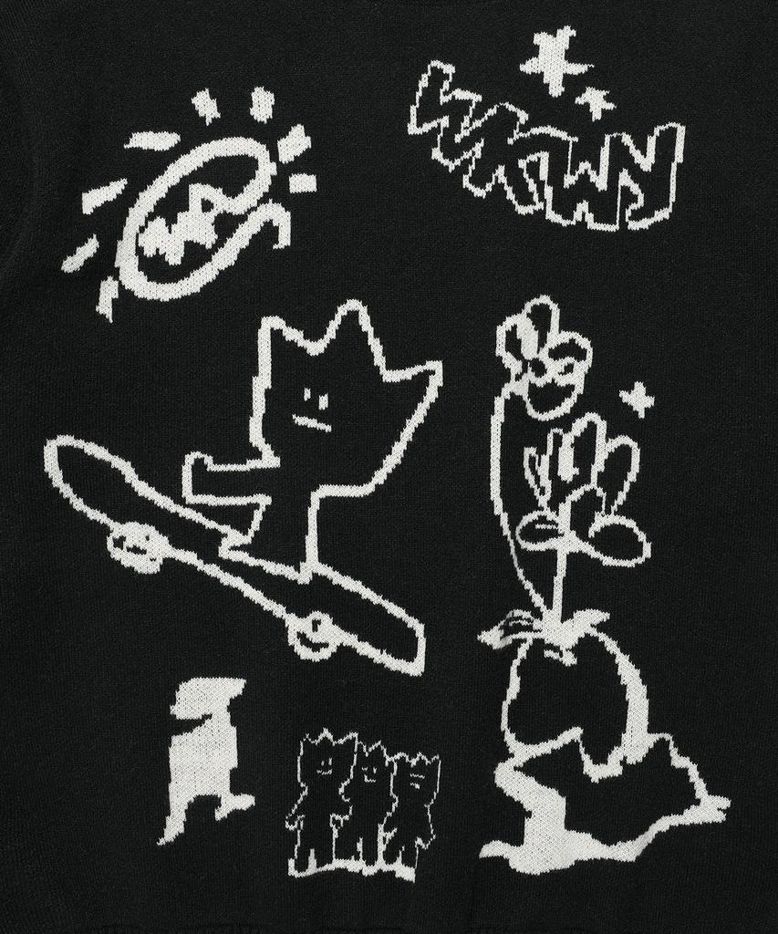 WACKY WILLY Jacquard Pullover Knit Black