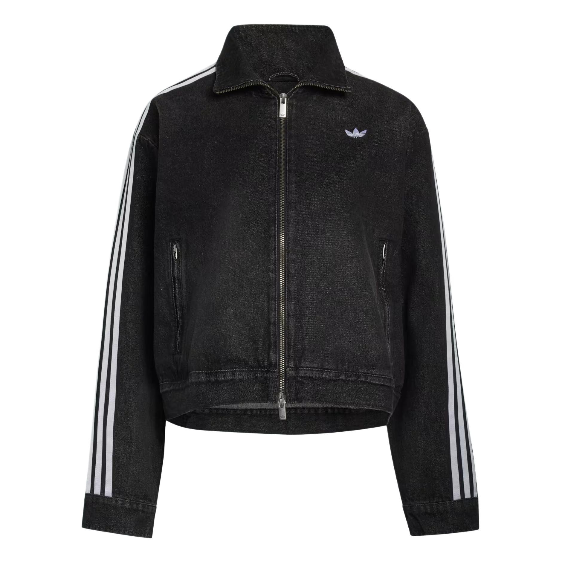 

Adidas Originals Fb Джинсовая куртка со шнуровкой Свободный крой Молния на воротнике Длинный рукав Женская джинсовая куртка KS1394 A/M