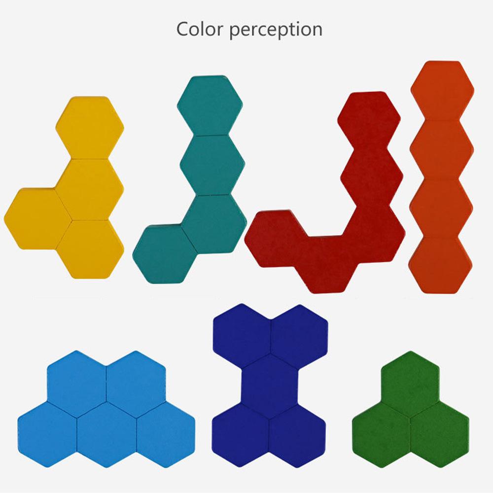 💰Kaufe Holz Sechseck Tangram Puzzles Gehirn Teaser Puzzle Spiel für