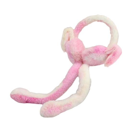 1/2 szt. Pluszowe nauszniki królicze z ruchomymi skaczącymi uszami, w kolorze gradientowym, miękkie futerkowe nauszniki, opaska na głowę