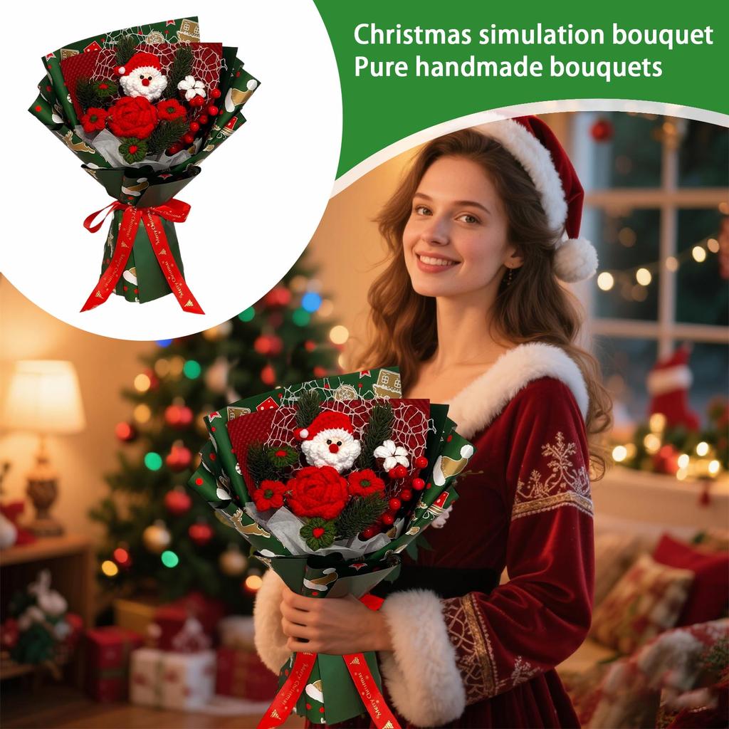 Christmas Simulation Bouquet Handmade Wool Bouquet Hand Bouquet Finished Product