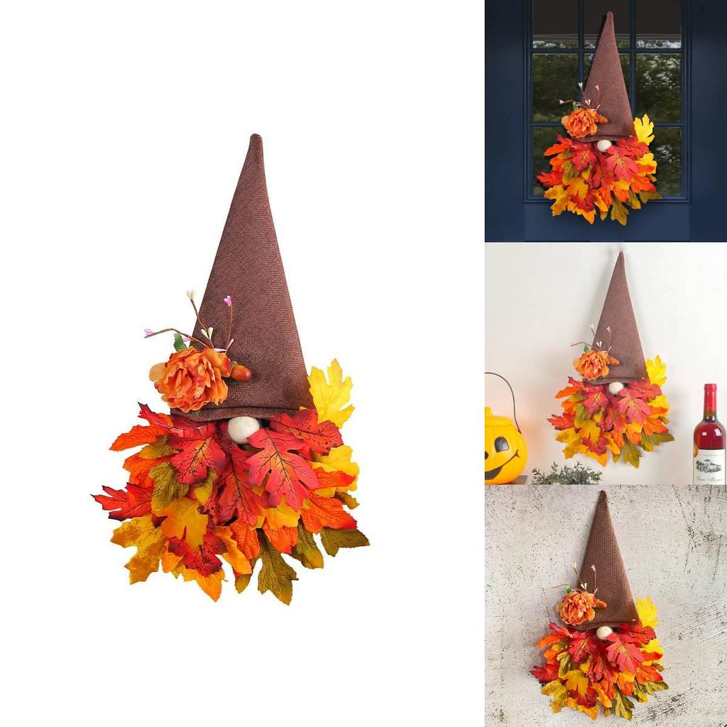 Holiday Door Hanger With Maple Leaf Hat For Thanksgiving Decor And Photo Props