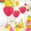Set 3 Bucăți Felinar de Hârtie Dulce Căpșună 3D Ornament Suspendat pentru Grădină Fundal pentru Petrecere de Ziua de Naștere Baby Shower Mărturii Decorațiune