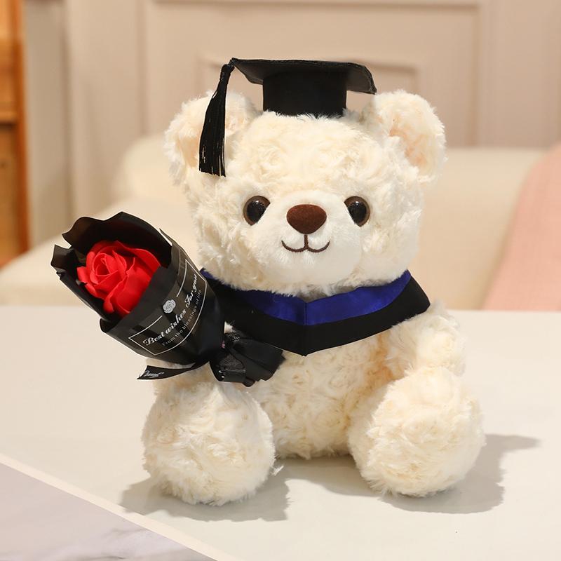 23cm Doctor Cap Bear Plush Toy Graduation Bear Plush Doll Cute Hug Rose Soft Animals Bachelor Bea Graduate Gifts for Students