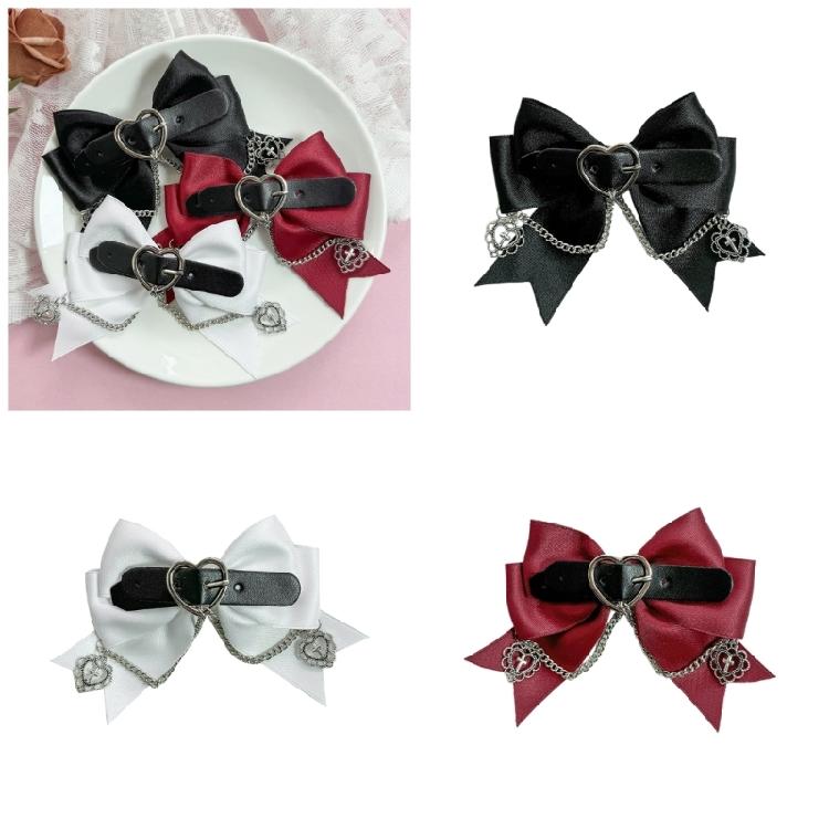 Heart Chain Hair Pin Punk 2000s Girl Chain Hair Clip Hair Bows Female Headpieces