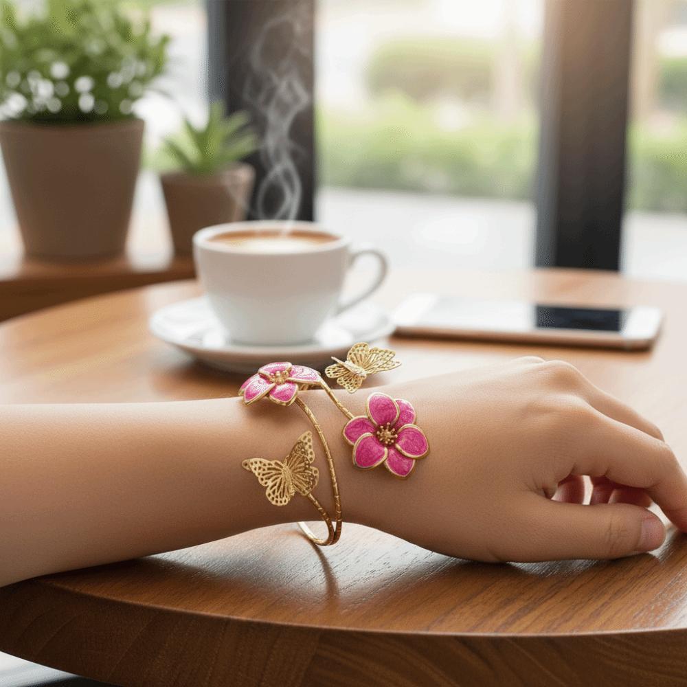 Exquisite Enamel Glaze Armband Vintage Butterfly Open Bangle  Special Events