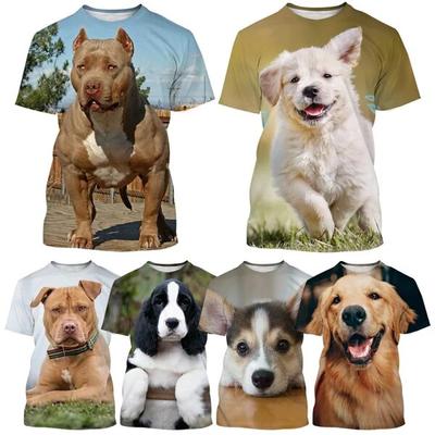 Men's Fashion Short Sleeve Round Neck T-shirt Summer Animal Pet Dog 3D Printing Funny Casual Top Unisex Hip-hop T-shirt Top