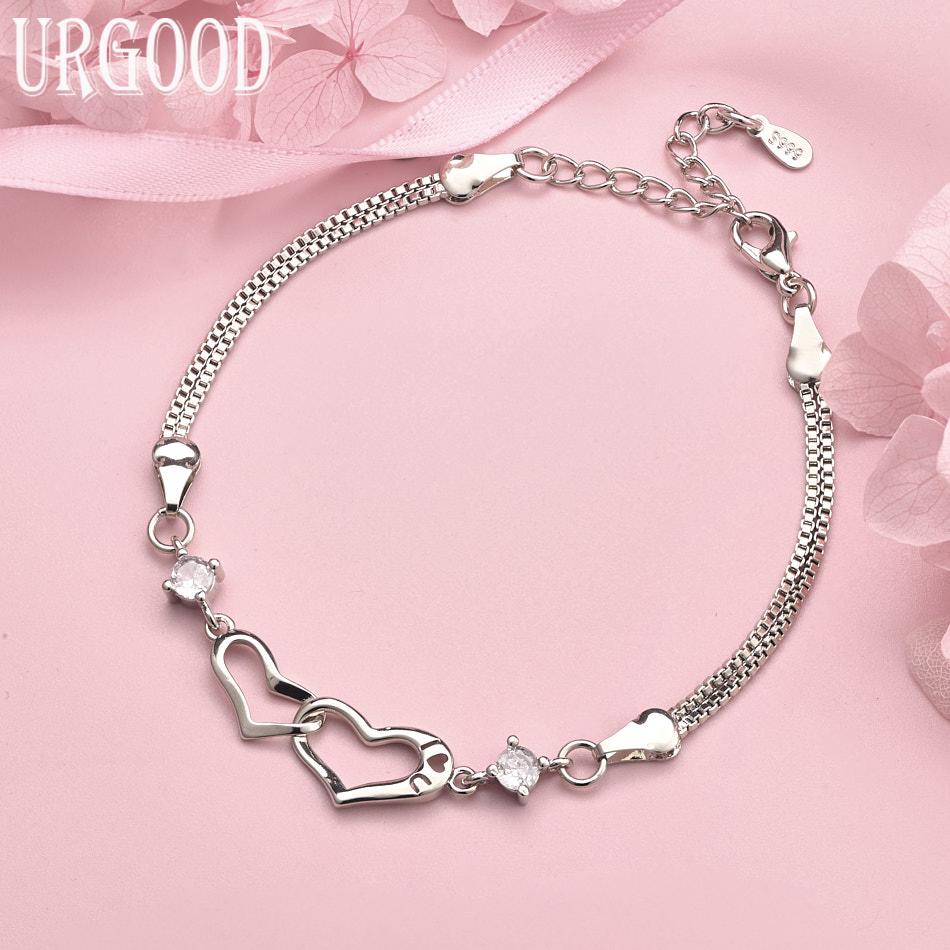 925 Sterling Silver White/Purple AAA Zircon Bracelet Women Gift Wedding Fashion Jewelry