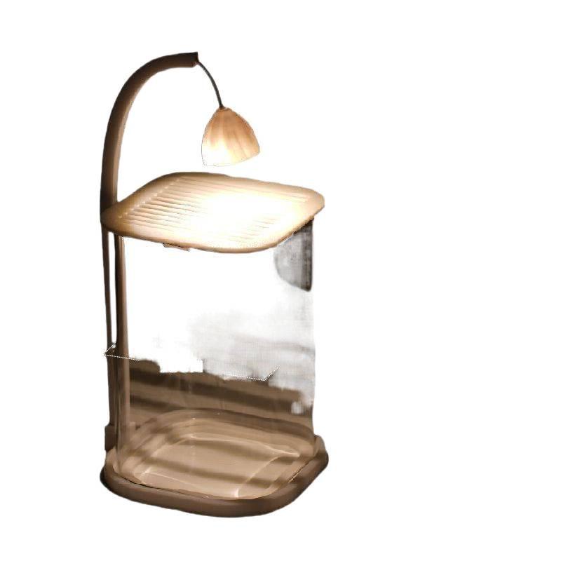 Creative Mini Betta Fish Glass Tank with Light for Desktop Decor, High-End Viewing, and Easy Maintenance.