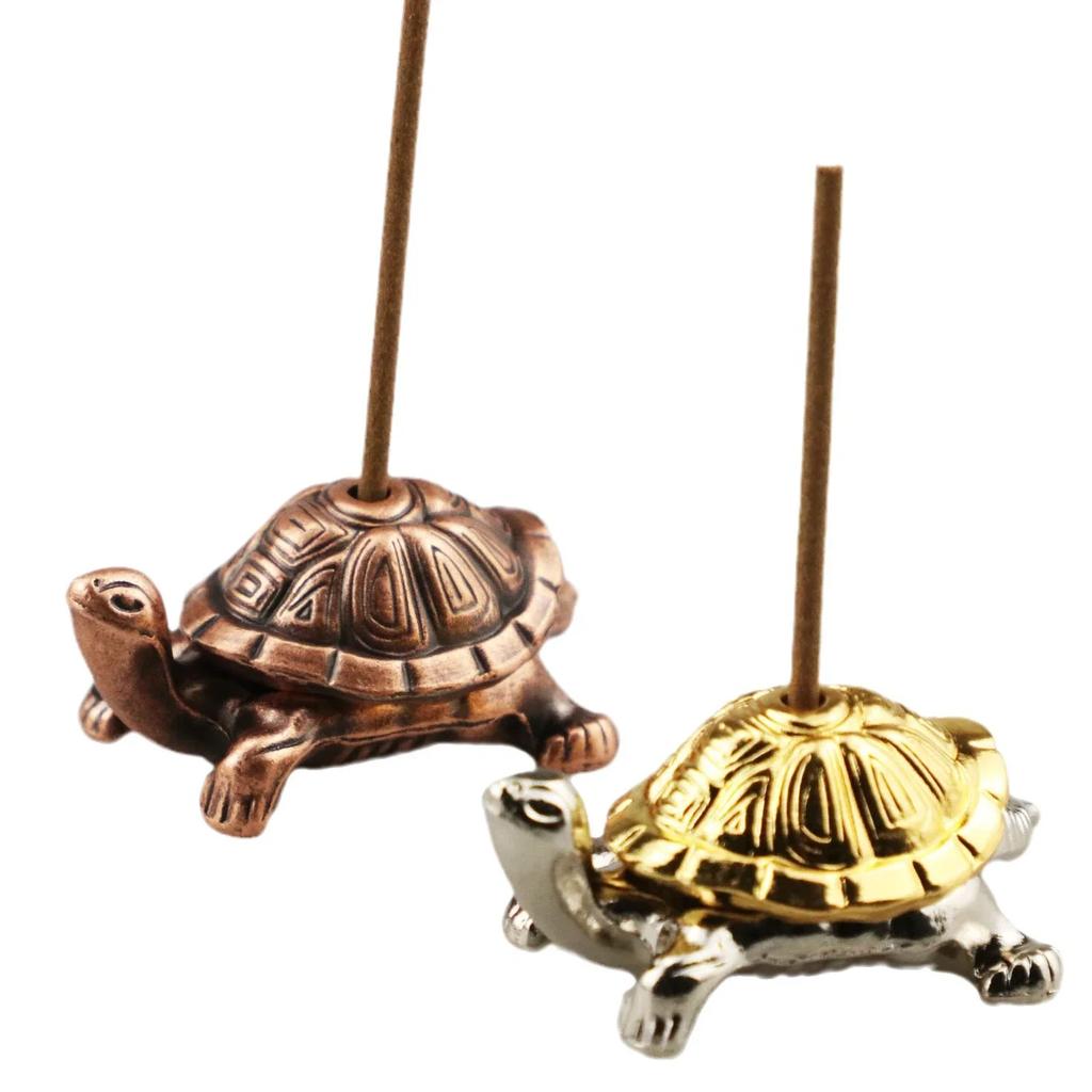 2/1pcs Mini Metal Turtle Shape Incense Stick Meditation Buddha Sandalwood Stick Holder Funny Animal Incense Holders Home Decor