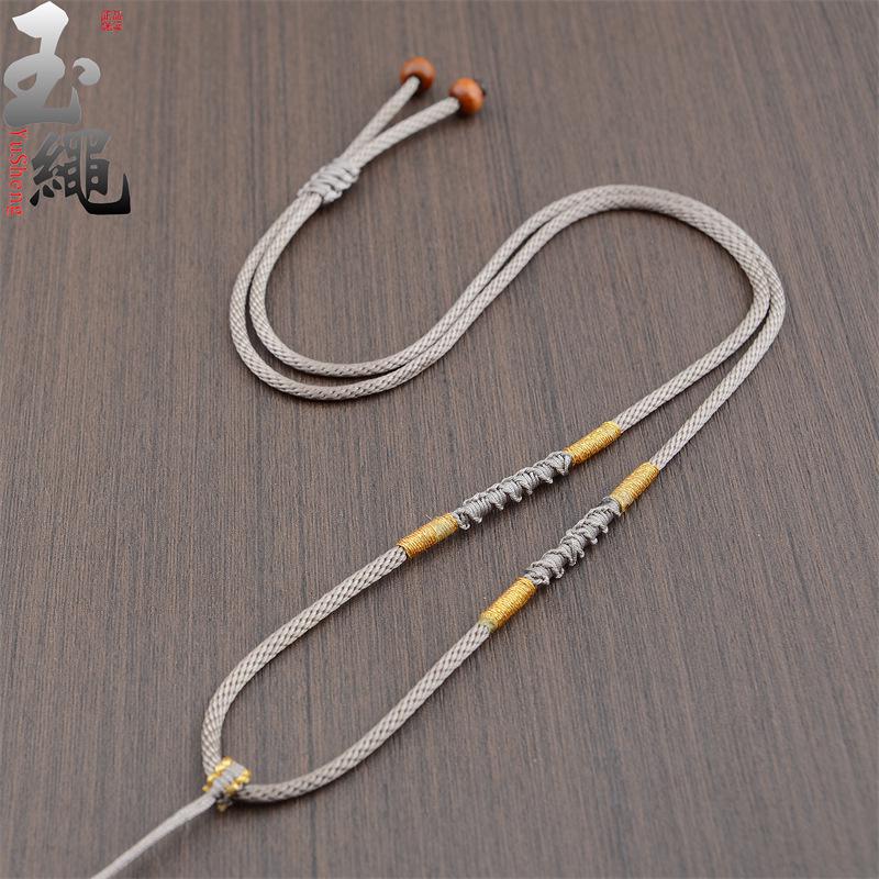 Hand-woven Adjustable Gold Jade Pendant Rope for Men and Women
