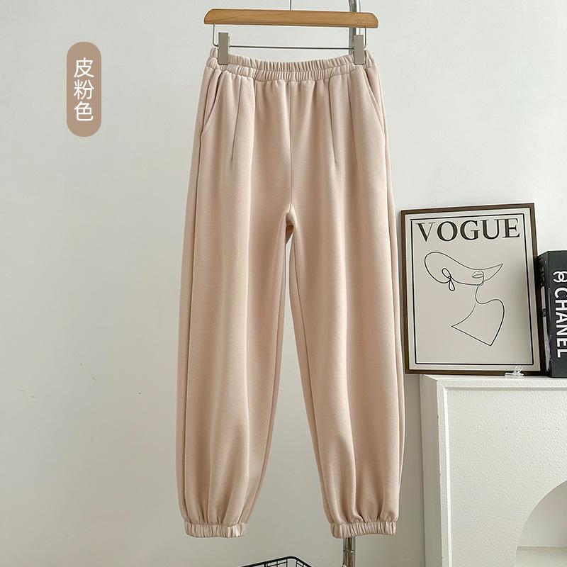 

! Осень и зима вышитые спортивные штаны женские с высокой талией свободные повседневные штаны с завязками на щиколотках парные широкие штаны-шаровары XXXL