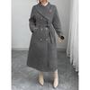 Womens Oversized Wool Blend Coat With Double Breasted Buttons Asymmetrical Collar Winter Warm Long Outerwear