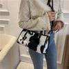 Frozen Plush Fabric Tote Bag With Zipper Closure For Casual Outings