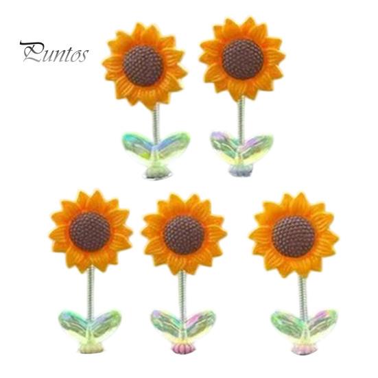 Non Residual Adhesive Ornaments 5Pcs Wobble Sunflower Car Dashboard Decor, Resin Spring Flower Ornament Interior Decoration Flowers with Slip