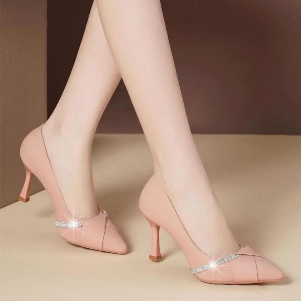 women cute sweet light weight spring & summer slip on stiletto heel shoes lady fashion office career work pumps ab686