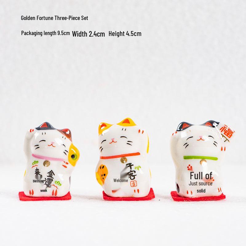 

Набор керамических фигурок Кота Удачи - 3 мини-фигурки манящих котов для богатства и удачи