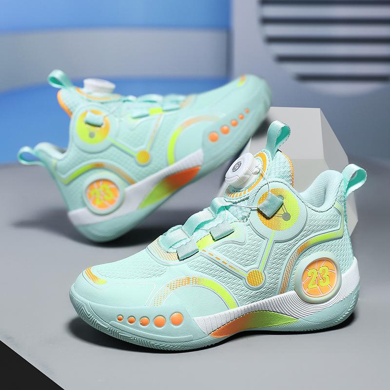 

Basketball shoes, middle and big children, swivel buttons, student sneakers, parent-child running sneakers, trendy shoes, basketball 45