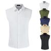 Nuova Camicia da Uomo in Lino Senza Maniche per Primavera e Autunno Gilet Semplice Casual Gilet in Lino con Tasca Decorativa Top