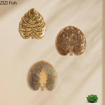 Goldene Tropische Pflanzenblätter Wandbehang Ornamente Wohnzimmer Wandhintergrund Display Ginkgoblatt Wandmontierte Dekoration