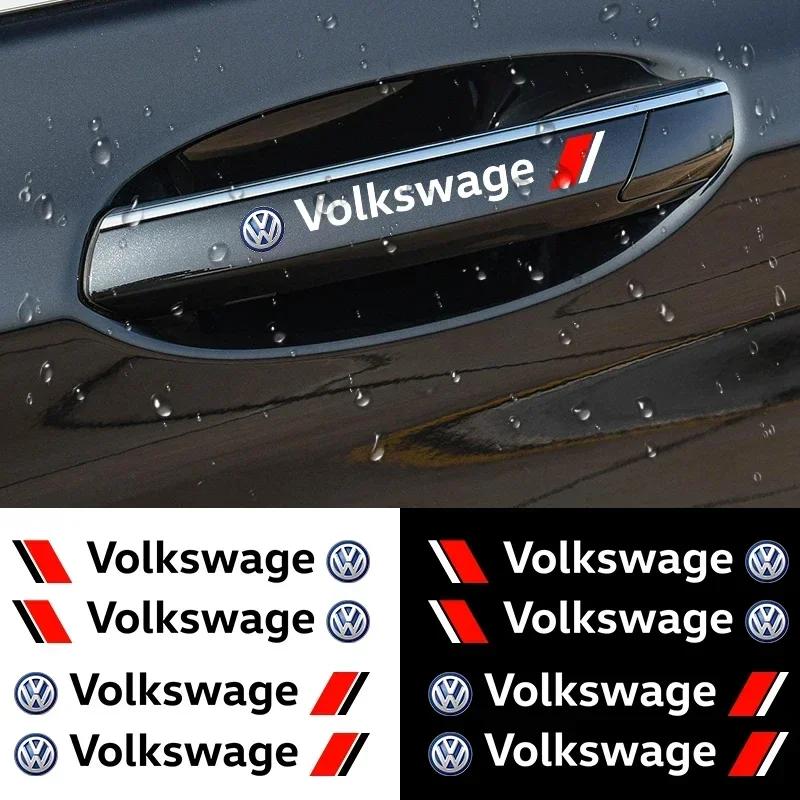 B6 VW For Volkswagen 4PCS Car Styling Door Handle Decoration Stickers Decals For Volkswagen VW Golf Polo Tiguan Passat Touareg M