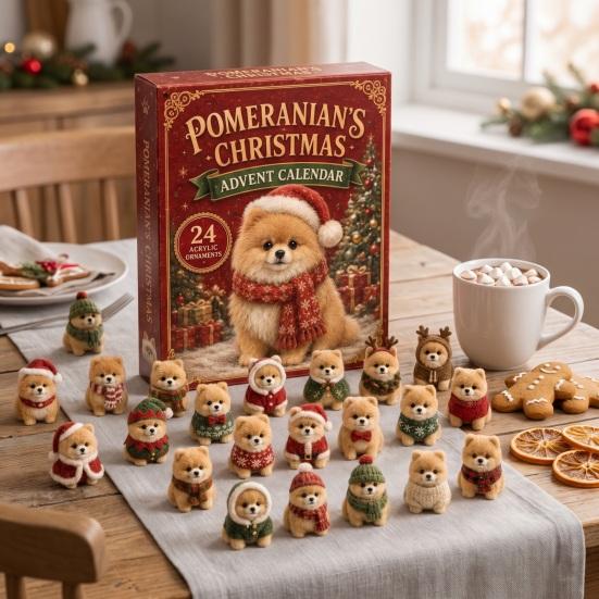 Interactive Holiday Games 2026 Dog Christmas Advent Calendar, 24-Day Acrylic Ornament Set with Mini Puppy Seasonal Party Supplies Figures,