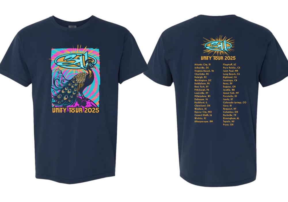 311 Band Unity Tour 2025 Peacock Tshirt Unisex Heavy Cotton All Sizes Reprint Unisex T-Shirt XXXL