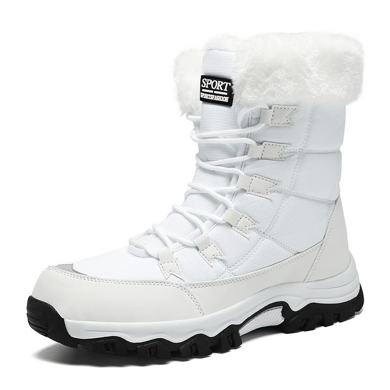 Winter Large Size Cotton Shoes Women's Snow Boots Warm Medium Boots Fleece Thickened Outdoor Hiking Boots