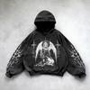 Washed Hooded Sweatshirt Unisex Oversized Long Sleeve Pullover Winter Streetwear Casual Wear