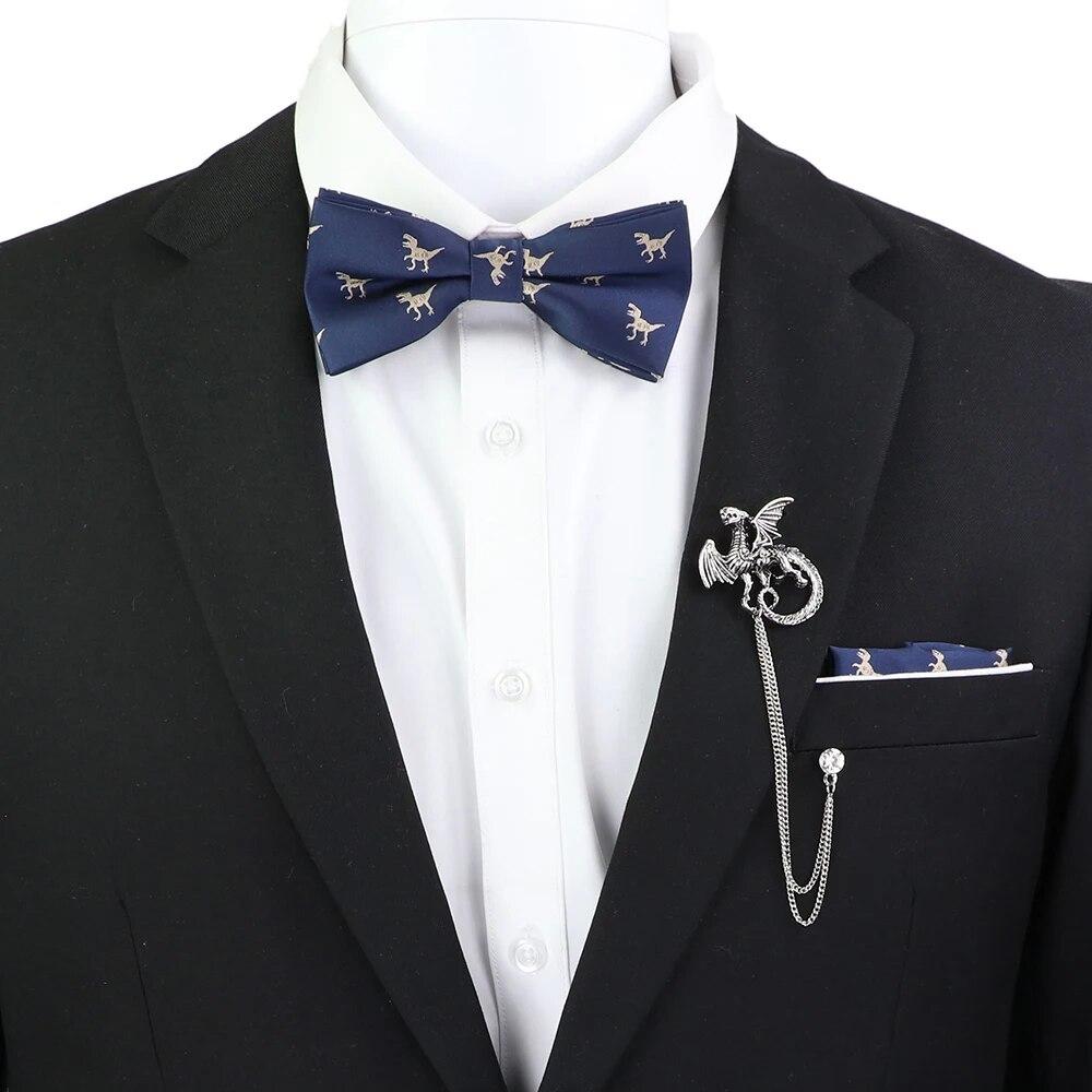 Набір краваток-метеликів, візерунок із зображенням черепа-дракона, чоловіки, платок із метеликами, брошка з китицями, весілля, вечірка на Хелловін,