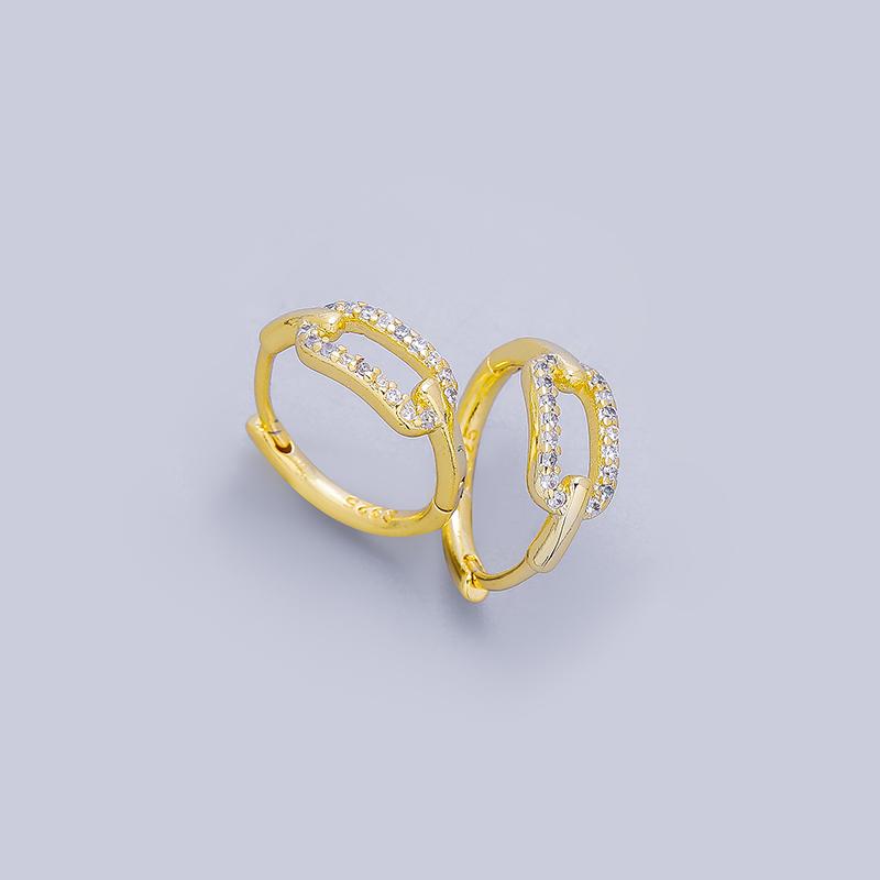 ANENJERY Zircon Hollow Geometric Huggie Hoop Earrings For Women Temperament French Jewelry