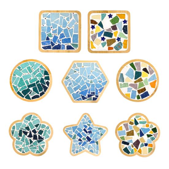 Mosaic Craft Coaster Making Kit for Adults DIY Glass Mosaic Tiles Kits Ceramic Art Bulk Materials Package for Women Kid Seniors Handmade Gifts