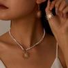 European and American fashion versatile casual star and moon sun earrings imitation crystal beaded chain necklace jewelry set women