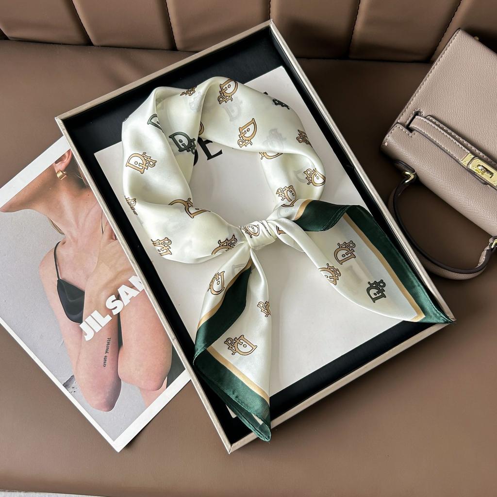 Hedvábný šátek pro ženy, módní všestranný, vysoký smysl, 70 čtverečních stop, ochrana krku, šátek, retro šátek, taška