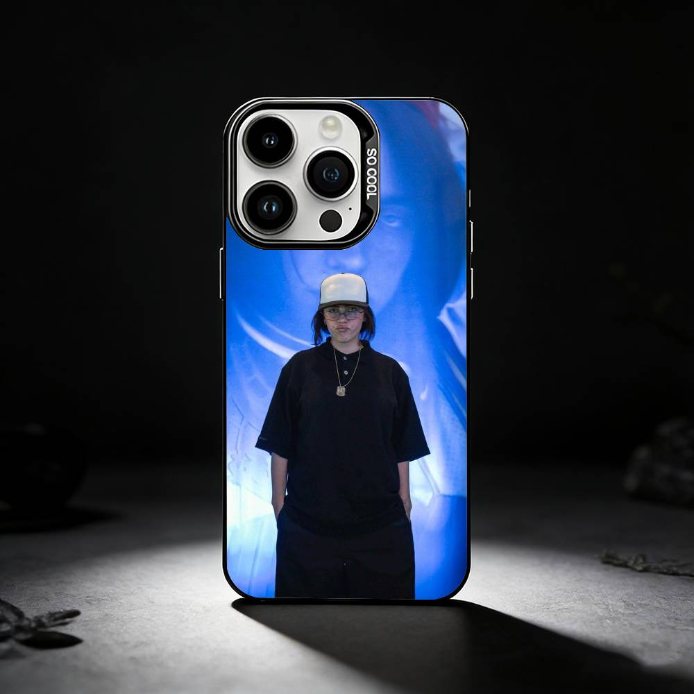 Billie B-BLUE Eilish Singer Phone Case For iPhone 17,16,15,14,13,12,11 Plus,Pro Max,XS,Colored Silver Phone Case