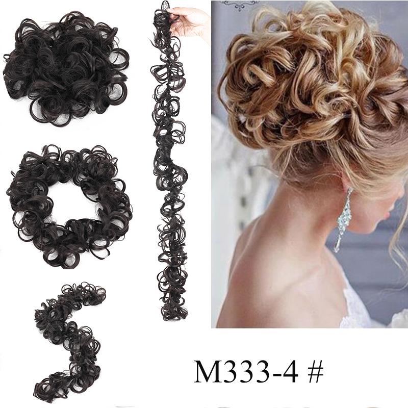 Messy Bun Scrunchie Hair Wrap Fluffy Pony Tail Curly Touseld nScrunchy Updo Donut Chignons für Frauen