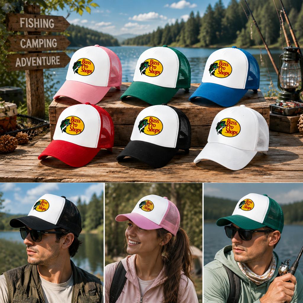Bass Pro Shops Mesh Trucker Cap Unisex Verstellbar Sommer Angeln Baseballmütze Für Männer Frauen Outdoor Sonnenschutz