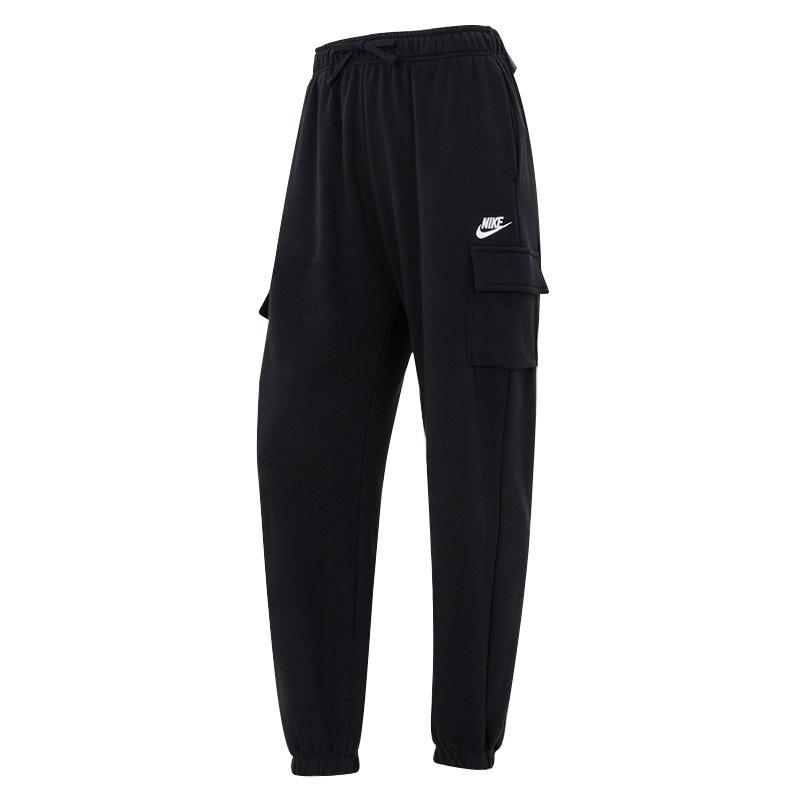 (WMNS) Nike Sportswear Club Fleece Mid-Rise Oversized Cargo Tracksuit Bottoms Black Women s DQ5197-010 L