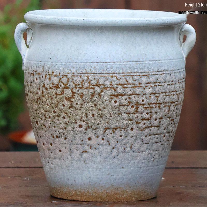 Stor Keramikkruka för Heminredning: Grov keramik för spindelväxt, gullranka, suckulenter och paradisfågelblomma. Perfekt för gröna växter och blommor.