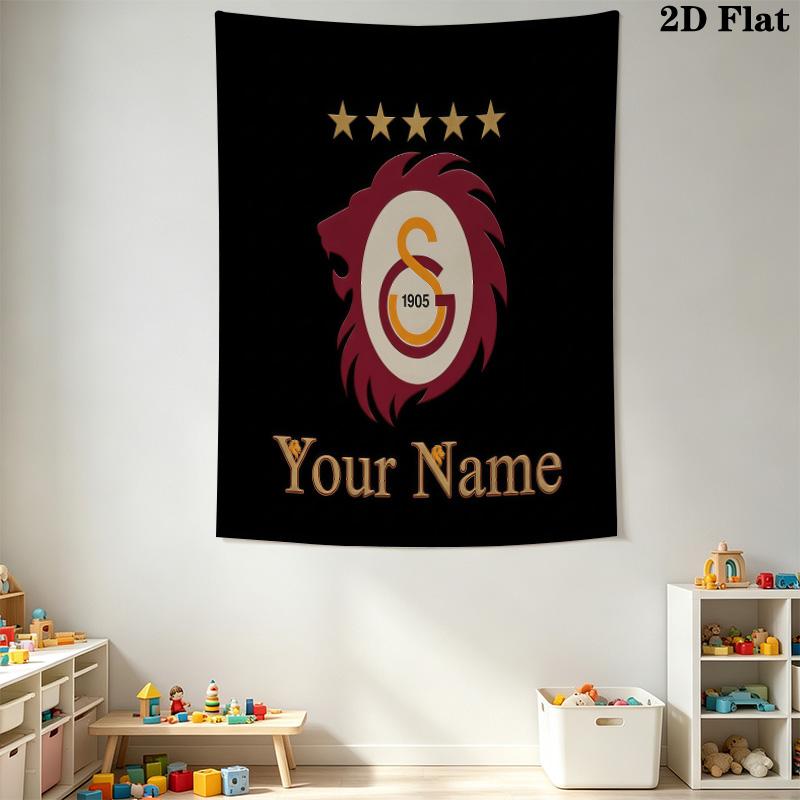 Galatasaray S.K Custom Name Wall Tapestry Aesthetic Wall Hanging Printed Fabric Blanket Decorative Tapestries for Bedroom Living Room Home Decor