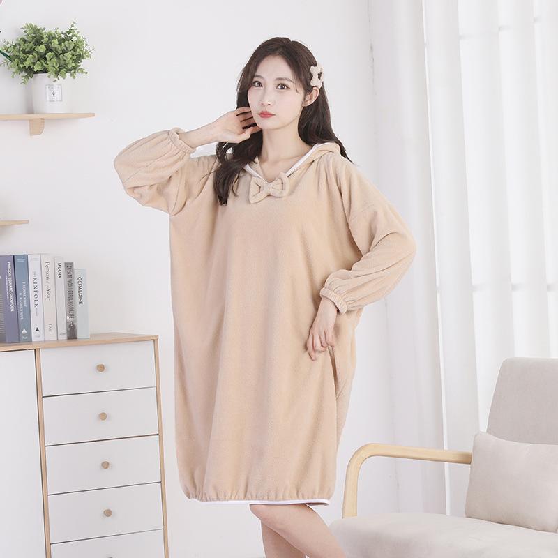 Coral Fleece Bath Skirt Summer Wearable Bath Towel Women'S Thickened Soft Absorbent Quick Drying Home Pajamas Bath Bathrobe