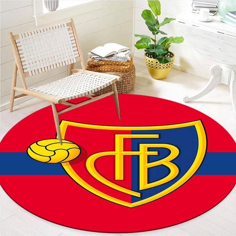 FC Basel Round Area Rug,Carpet Rug for Living Room Bedroom Sofa Playroom Decor,Non-slip Floor Mat